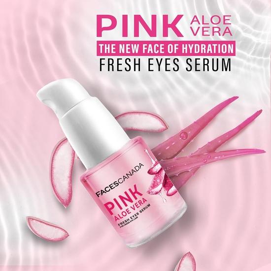 FACESCANADA Pink Aloe Vera Fresh Eyes Serum For Under-Eye Care, 15ml | Squalene, Witch Hazel & Quinoa Extracts | Anti-Ageing, Brightening