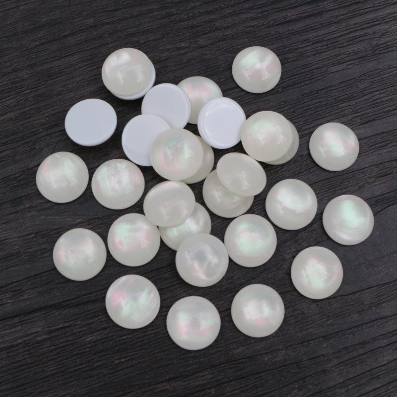Neue Mode 8mm 10mm 12mm 20mm 25mm Weiß Muschel Farbe Flache Rückseite Harz Cabochons Cameo DIY Schmuckherstellung Zubehör