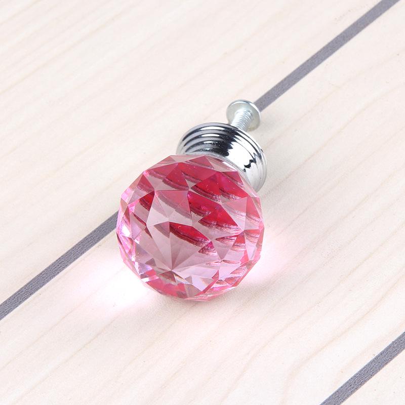 Pink Crystal Glass Diamond Cabinet Knobs Cupboard Drawer Pull Handles
