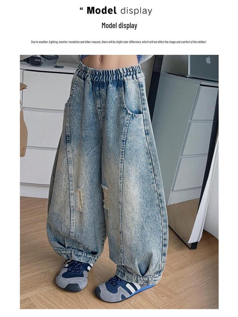 Girls' Trendy Autumn Sweatshirt & Jeans Set: 2025 Two-Piece Fashion