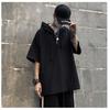 Camiseta de manga corta de verano para hombre, suéter con capucha de media manga, sudadera con capucha sólida para estudiantes para hombre