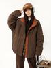 Unisex Japanese Retro Reversible Padded Stand Collar Cotton Jacket, Winter Warm, Mallard Green, Loose Fit Workwear Coat.