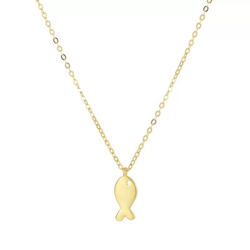 

Korean Style Cute Little Fish Biscuit S925 Sterling Silver Necklace - Women s Simple Luxury Clavicle Chain 925 Silver