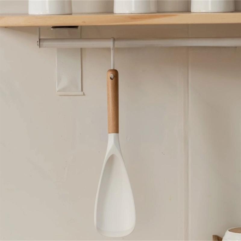 Practical Silicone Spatula Wooden Handle Protects Pots From Scratches Heat Resistant Baking Cooking Essential