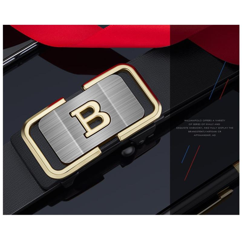 Popular Men's Belt, Toothless Automatic Buckle Belt Inside, Middle-aged and Young Leisure Business Belt