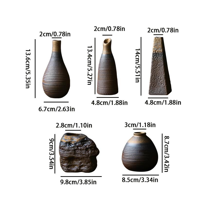 Retro surowa ceramika mini wazon na kwiaty, ceramiczny mały wazon na stół, dekoracja ornamentu hydroponicznego do wnętrz