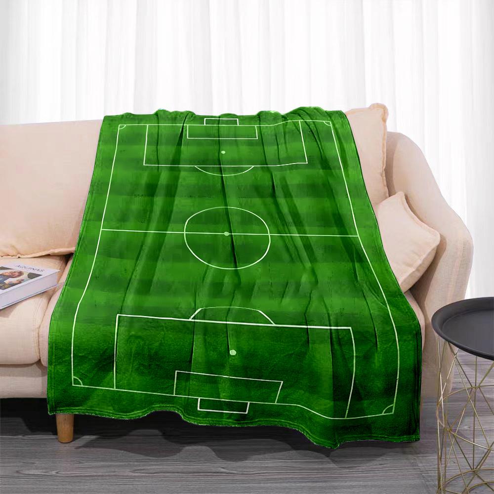 Soccer Field Themed Flannel Throw Blanket | Perfect for Football Fans - Ideal for Couch, Bed, Travel