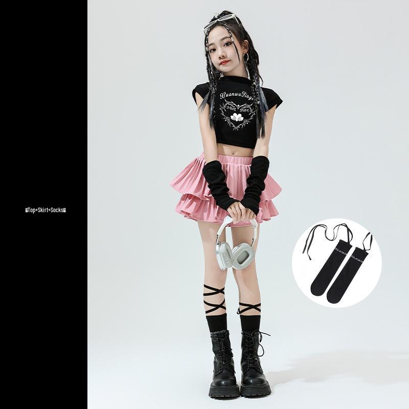 Girls' Jazz Hip Hop Dance Costume Set - Trendy Cheerleading Performance Outfit