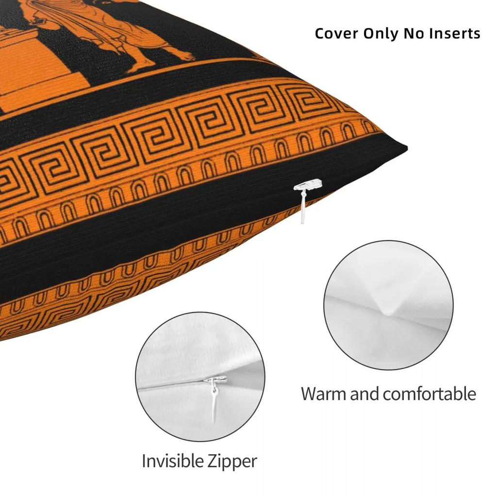 Greek Key Red Figure Greek Mythology Pillowcase Printed Polyester Cushion Cover Decor Pillow Case Cover Home Square 4040cm