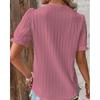 Summer New Vacation Fashion Hollow out Short sleeve European and American Women clothes V-neck Shirt Women's V-neck Shirt