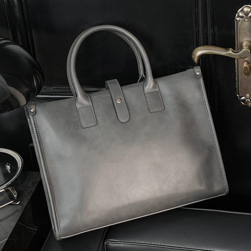 1pcs Retro horizontal leather men's bag, light business men's file bag, public document bag, leisure travel bag, computer bag