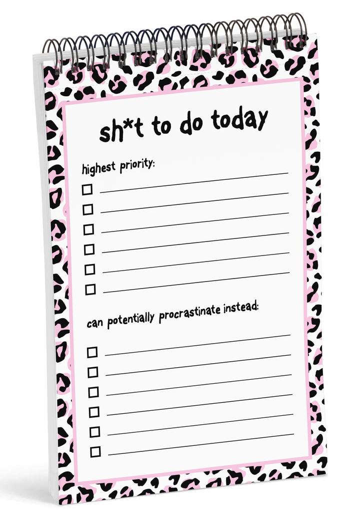 Inkdotpot Blocnotes Listă de Lucruri de Făcut – 6” X 9” Papetărie de Hârtie, Blocnotes cu Spirală cu Imprimeu Leopard, Blocnotes Checklist Zilnic, Detasabil(50 de foi)