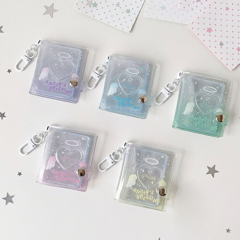 32 Clear Pockets Mini Photo Album Shining Star Keychain Kpop Card Binder Cute Photo Storage Album