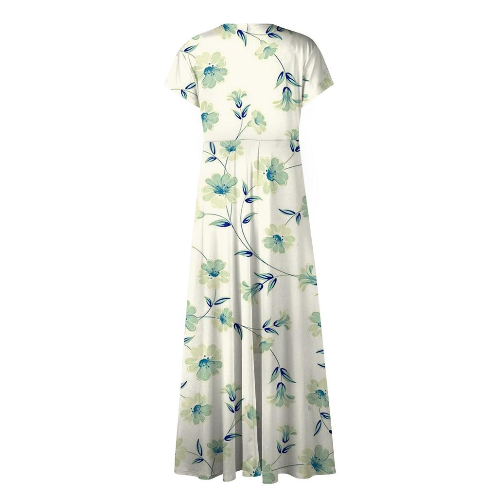 Dámské dlouhé šaty Maxi šaty Ležérní šaty Šifonové šaty Šaty na houpačce Jednobarevné Ležérní Zralé Venkovní Denní rande Volané šaty s krátkým rukávem s výstřihem do V