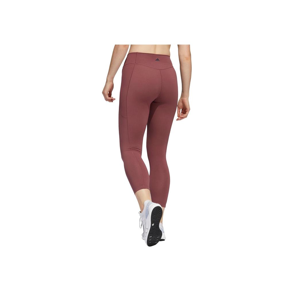 Adidas Solid Color High Waist Slim Fit Yoga Pants Women Bottoms Dark-Red HD4429