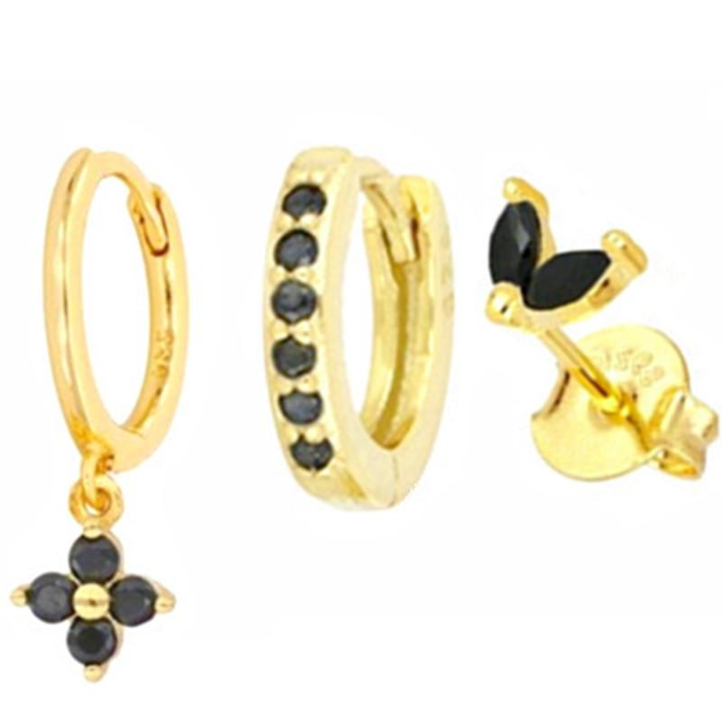 New Design Stainless Steel Cubic Zirconia Chain Hoop Earring For Women Star Moon Pendant Cartilage Earring Piercing Jewelry