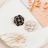 Women Camellia Enamel Rose Flower Brooch Alloy Coat Brooch Pearl