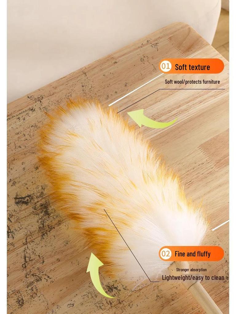 Electrostatic Wool Duster for Spring Cleaning - Removes Dust from Household Surfaces and Ceilings