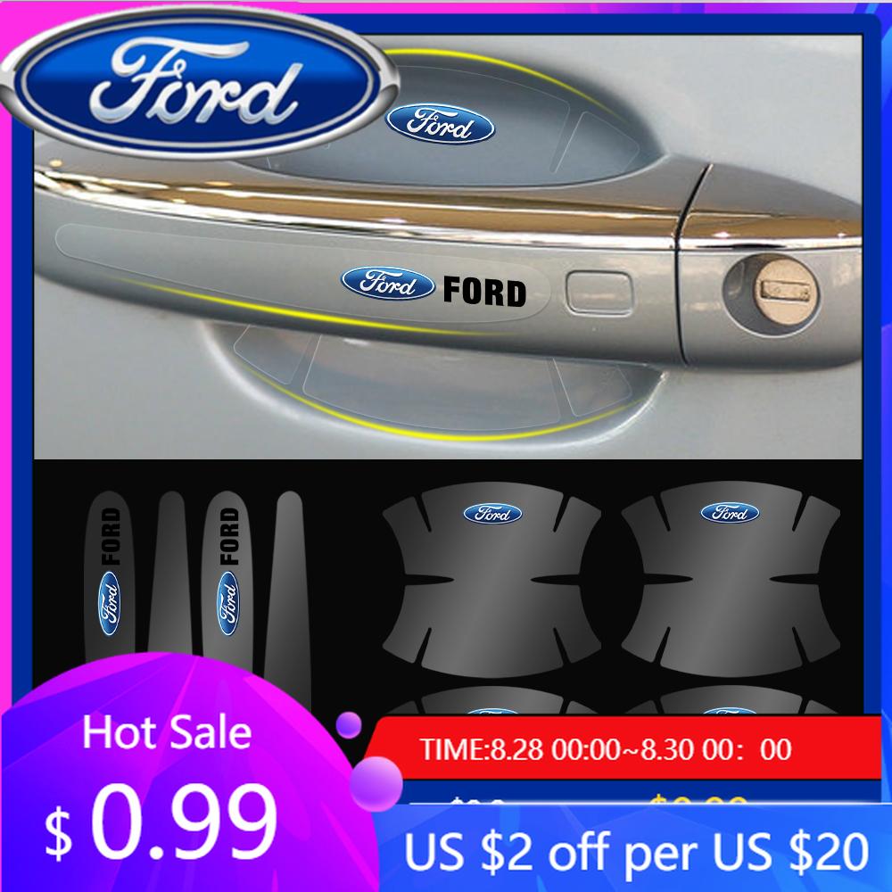 New 2026 Car Sticker 8Pcs Car Anti-scratch Protective Film Door Handle Bowl Logo Sticker for Ford Mustang Focus Fiesta MK7 C-max