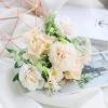 Single Stem Silk Rose Bouquet with Plastic Handle for Wedding Decoration