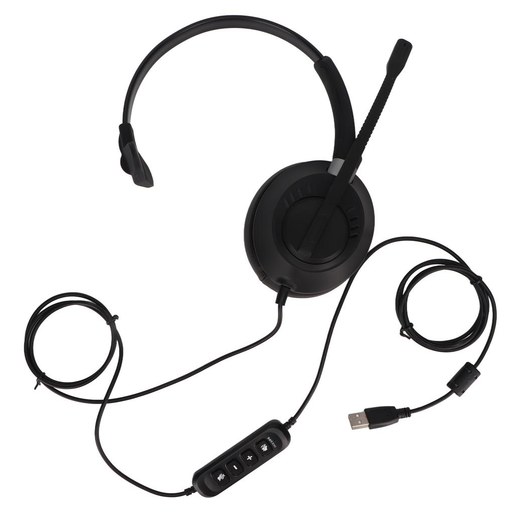 Monaural Business Headset ENC Noise Reduction Mic Mute USB Single Sided Ear Headphone for PCs with