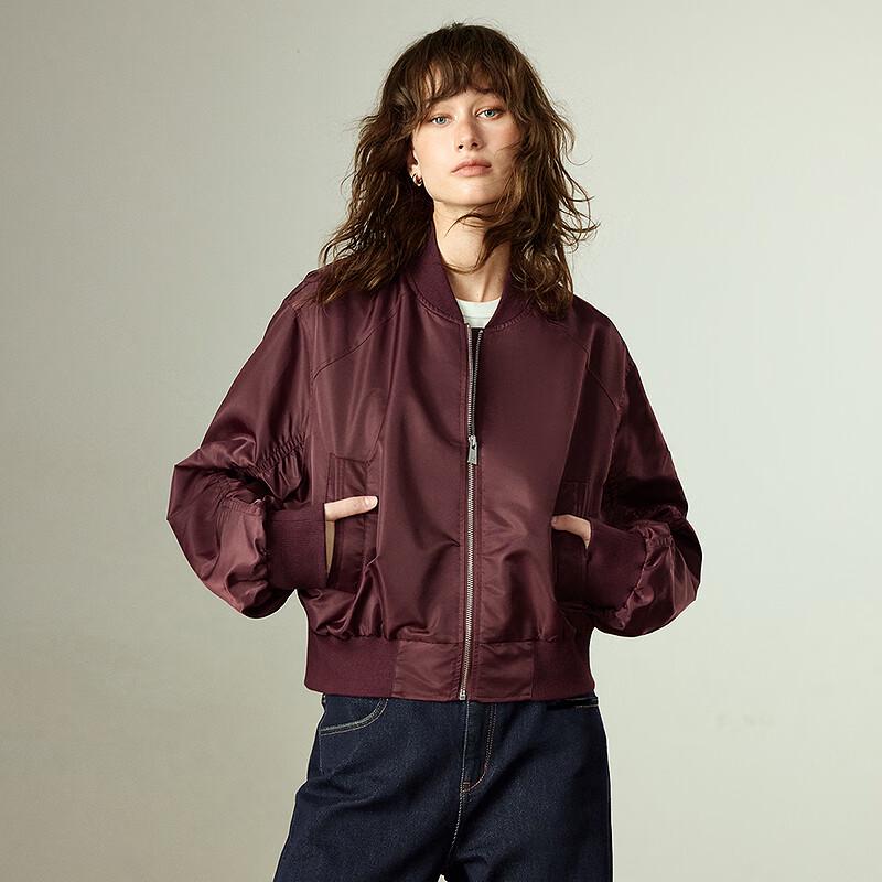 Women's Retro Glossy Nylon Baseball Jacket