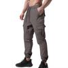 Men Cargo Pants Drawstring Waist Jogger Pants Tapered Casual Trousers with Multi Pockets for Gym Workout Hiking Street Wear