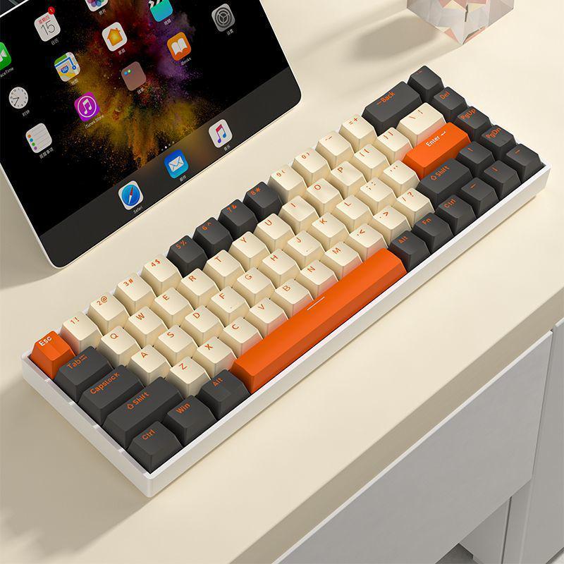 61-Key Mini Mechanical Keyboard with Three-Mode Wireless Bluetooth, Red Tea Switch for Laptop Gaming & Office