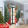 2pcs 2D Flat Printing Merry Christmas Curtains Deer Wearing Christmas Sweater Forest Polyester Without Electricity Festive Wall