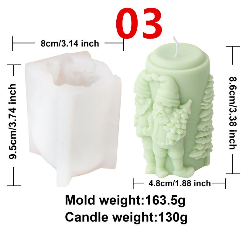 Christmas Silicone Candle Mold Santa Claus  Christmas Tree Cylinder Shape DIY Aromatherapy Candle Mold Gypsum Home Decoration