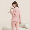 Fenteng [100% pure cotton 7A antibacterial] anti mite lace V-neck lace long sleeved home suit set women's pajamas