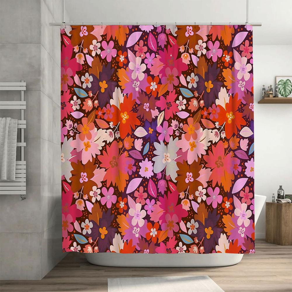 Blumen Duschvorhang Botanisches Muster Badezimmer Dekoration Natur Thema Wasserdichter Stoffeinsatz Vintage Stil Modernes Bauernhaus Zuhause