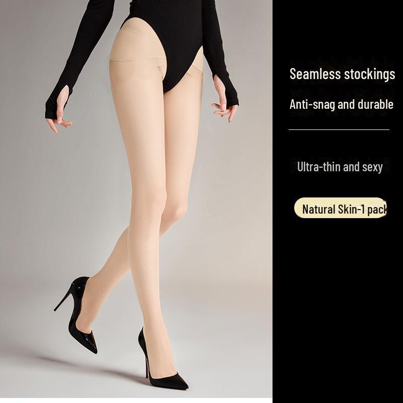 

Alluring Anti-Snag Black Silk Leggings: Ultra-Thin, Nude-Finish Transparent Stockings for a Bare-Leg Look One Size