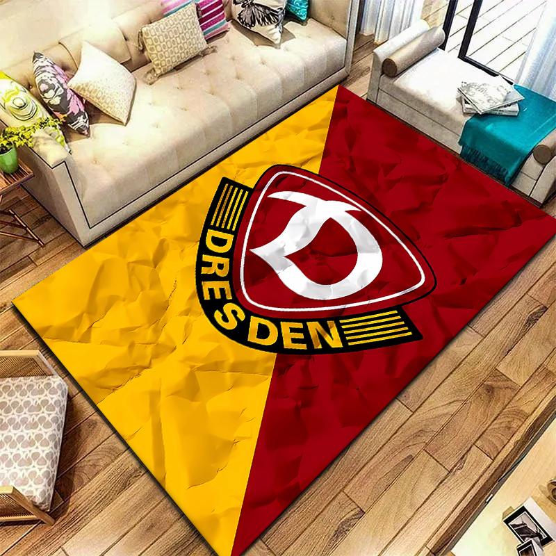 SG Dynamo Dresden 1953 Area Rug Yellow Black Split Background Club Crest Print Non Slip Rectangular Floor Mat Football Fan Home Decor
