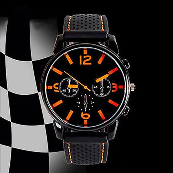 Men Fashion Numeral Dial Silicone Band Sport Analog Quartz Wrist Watch