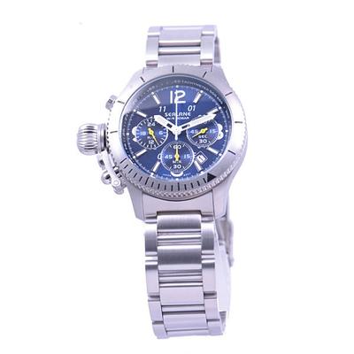 SEALANE Men's SE47-MBL (SE47 Series Quartz Men's Sun Flame) Round Watch Silver Stainless