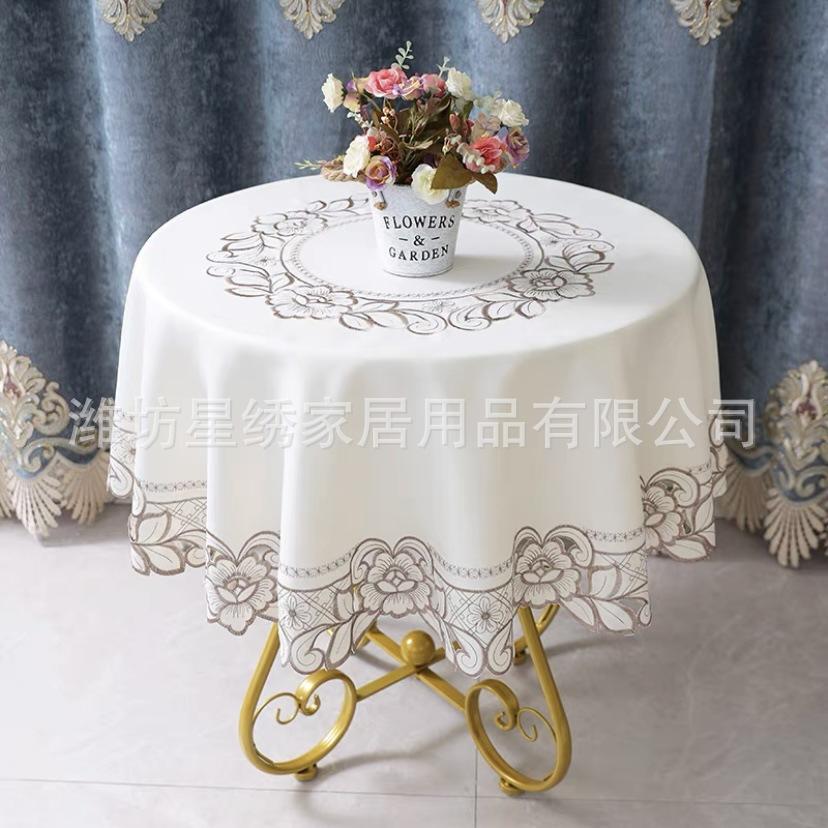 Nordic Round Table Cloth Home Restaurant Small Fresh Embroidery Cloth Round Tablecloth
