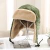 Winter Earflap Pilot Cap Thickened Fleece Windproof Coldproof Ski Running Lei Feng Hat Ear Protective Women Men Warm Pilot Cap