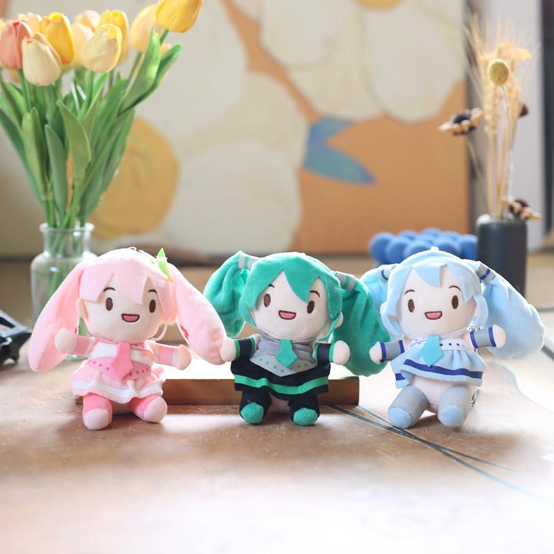 Adorable Cute Hatsune Miku Plush Toy Keychain Pendant Fluffy Cartoon Soft Plush Doll Pink Green Blue