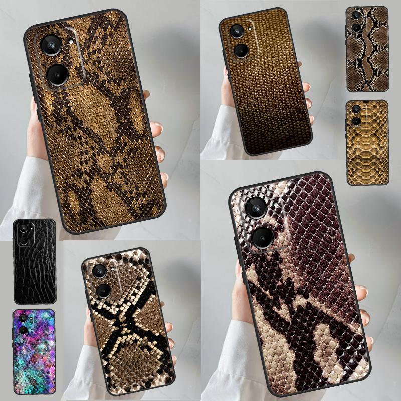 Snake Skin Case For Realme C55 C67 C53 C51 C35 C33 C31 C30 C25s C21Y GT Neo 5 GT5 9 10 11 12 Pro Plus