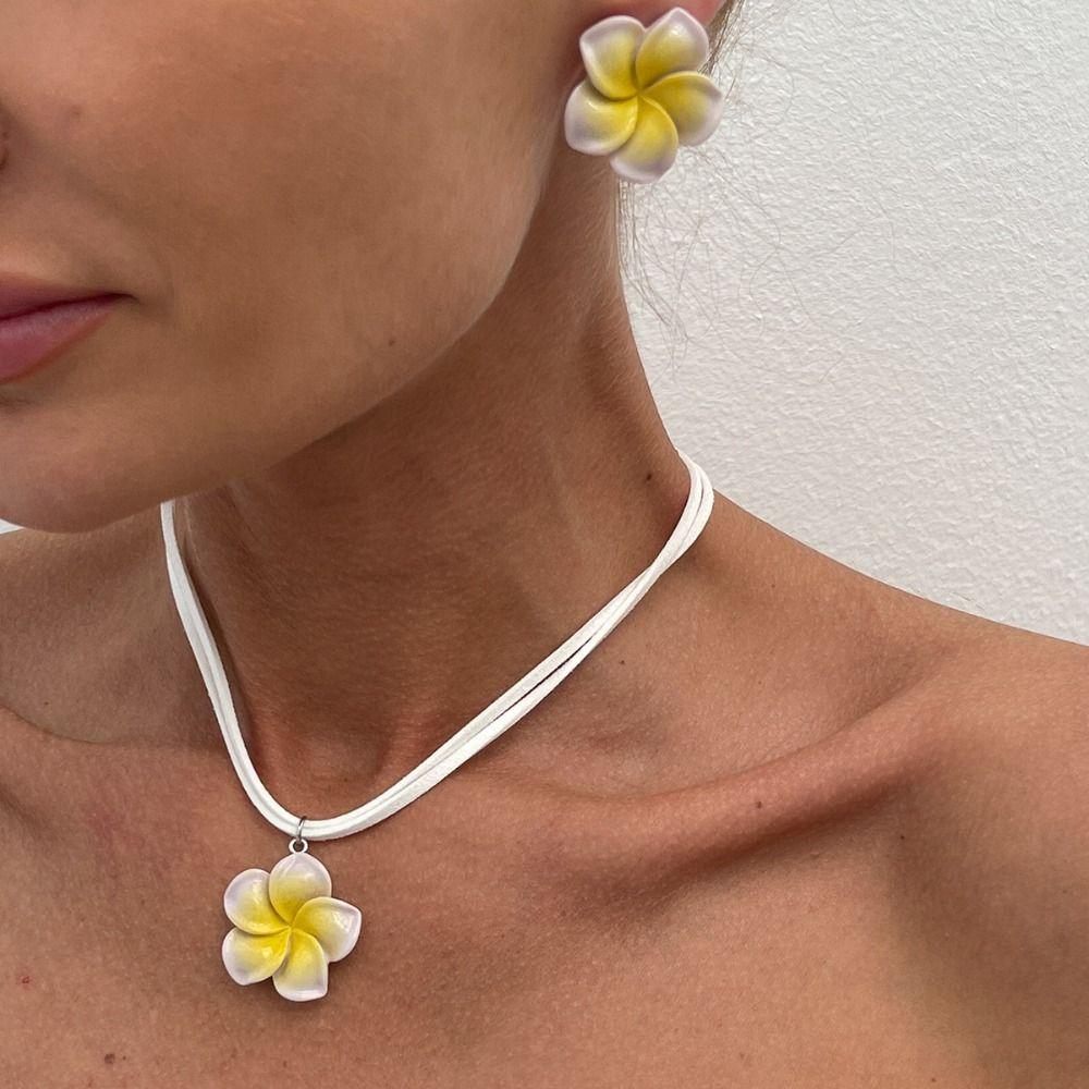 Bohemia Flower Necklaces Earrings Egg Flower Bohemia Style Jewelry  Party