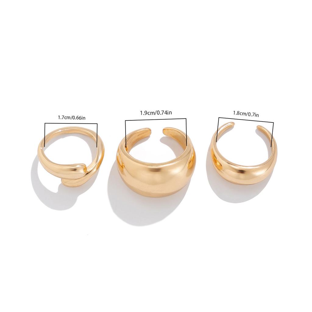 Niche open ring design sense geometric joint ring lava metal wind arc ring set