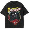 Spider-Man and Venom Printed T-shirt Washed Oversized Y2k Fashion Casual Neutral Short Sleeve Washed Retro Loose T-shirt