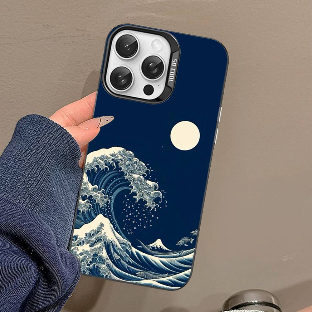 Japanese Waves Phone Case For IPhone 17 16 15 14 13 12 11 Pro MAX Matte Shockproof Back Anti Fall Matte Cover