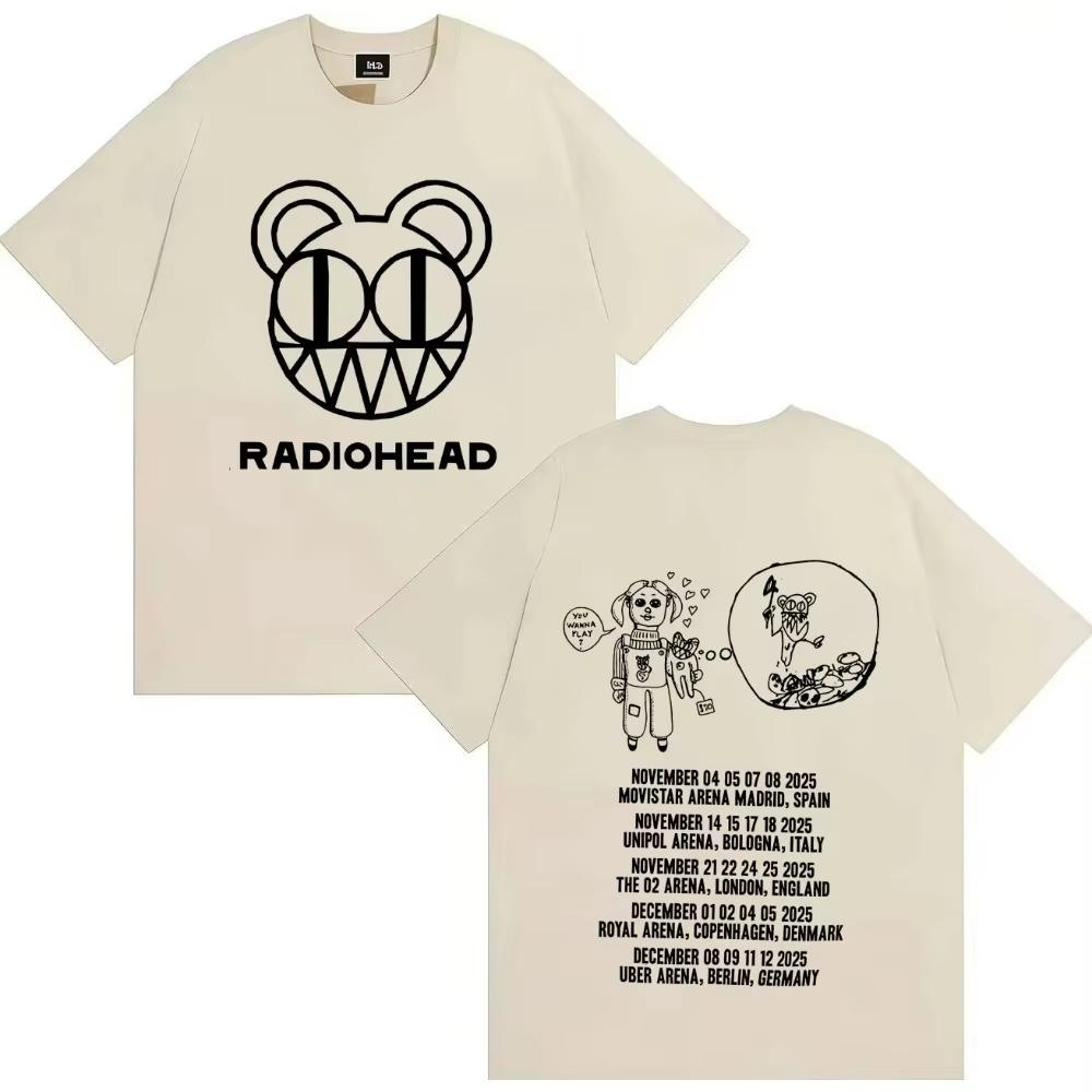 Radiohead Tour 2026 Merch Fashion T Shirts Mens Womens Aesthetic Short Sleeves Harajuku Pure Cotton Casual Hip Hop Streetwear