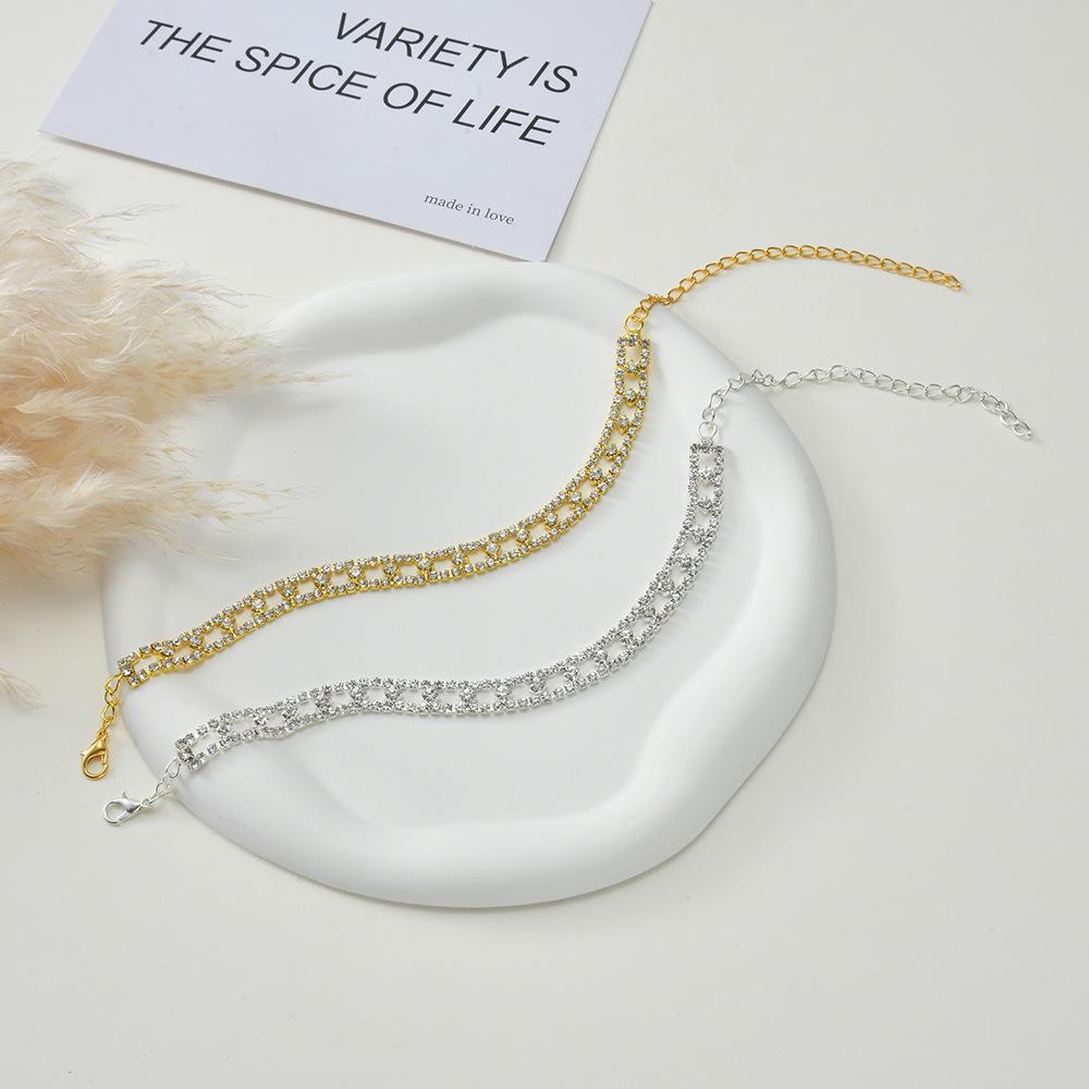 Fashion Shiny Rhinestone Ankle Bracelet Clear Crystal Chain On Leg Anklet For Women Summer Beach Party Jewelry Accessories