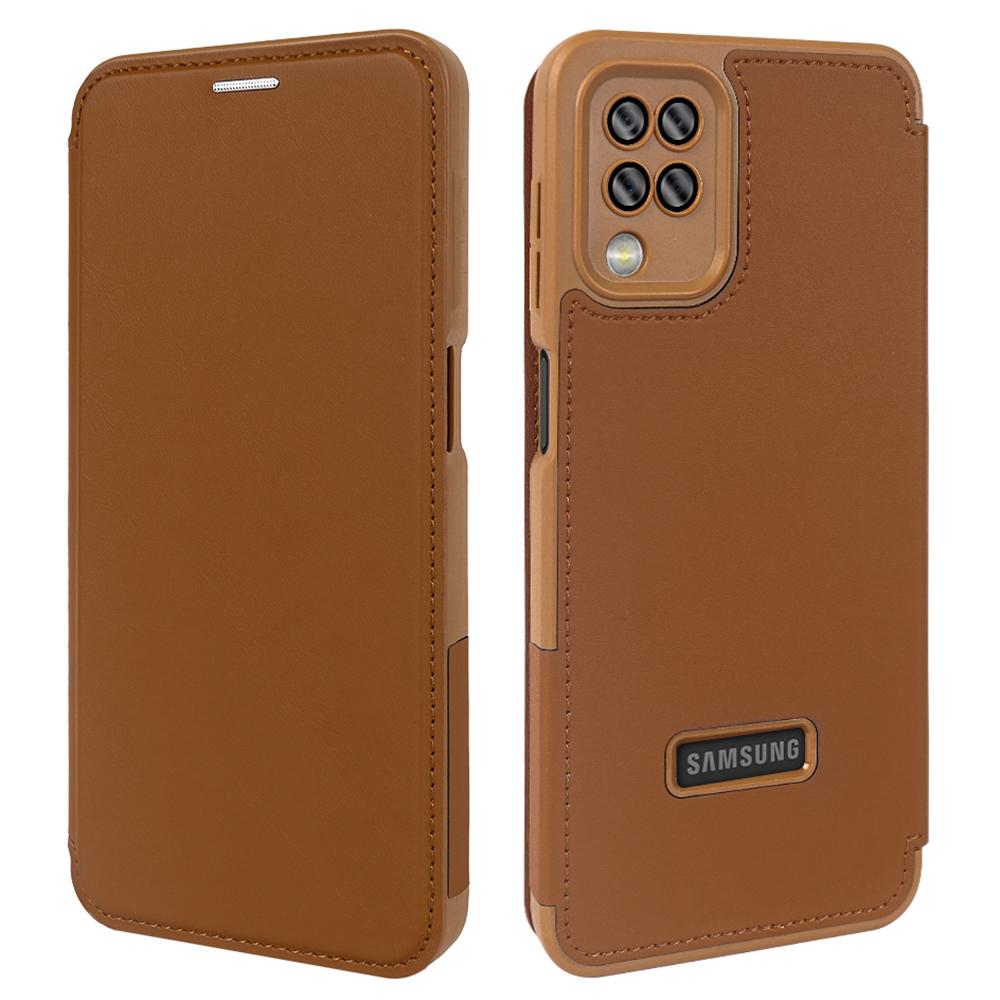 

Для Samsung Galaxy A12 Магнитный Чехол RCS Экологичный Чехол для Телефона с Блокировкой RFID Brown