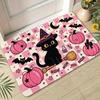 Ghost Pumpkin Halloween Rug Pink Checkered Bat Star Print Non Slip Indoor Entrance Mat For Spooky Season Home Decor