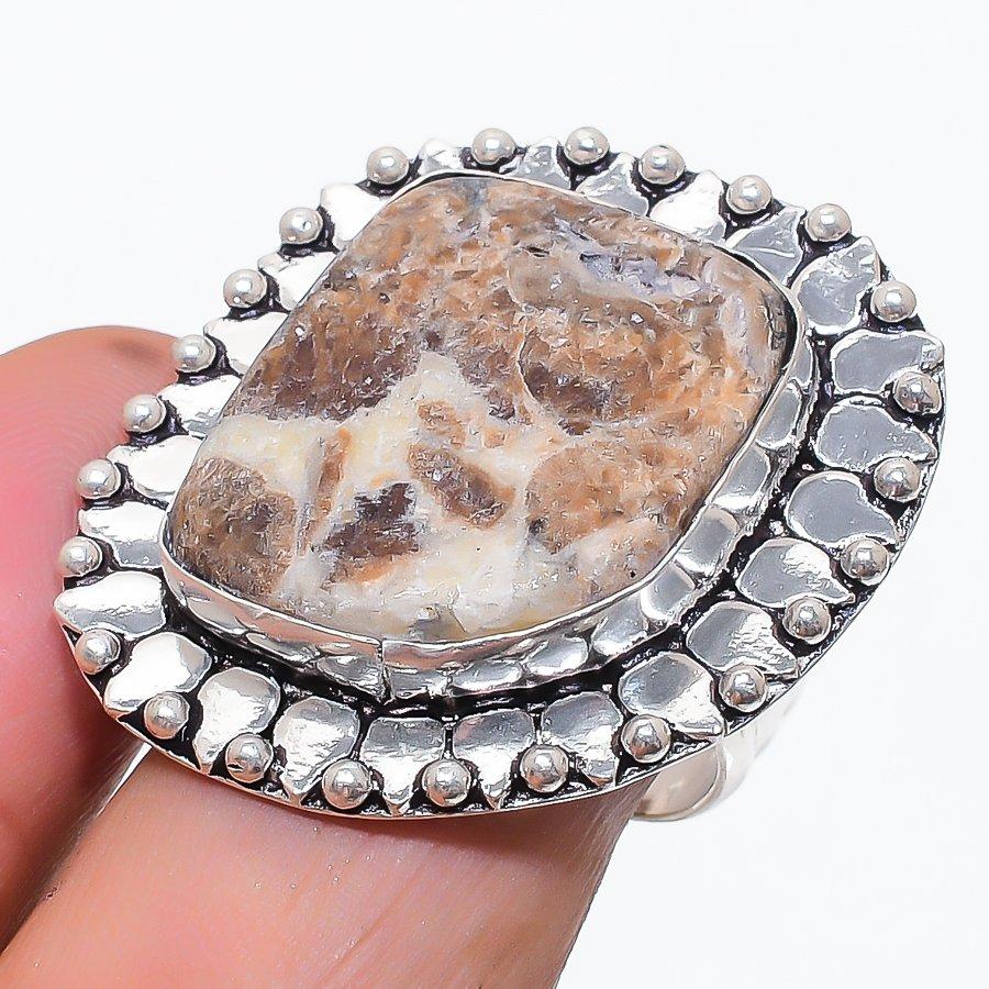 Natural Cappuccino Jasper 925 Sterling Silver Jewelry Ring Size 9.5 w9f14