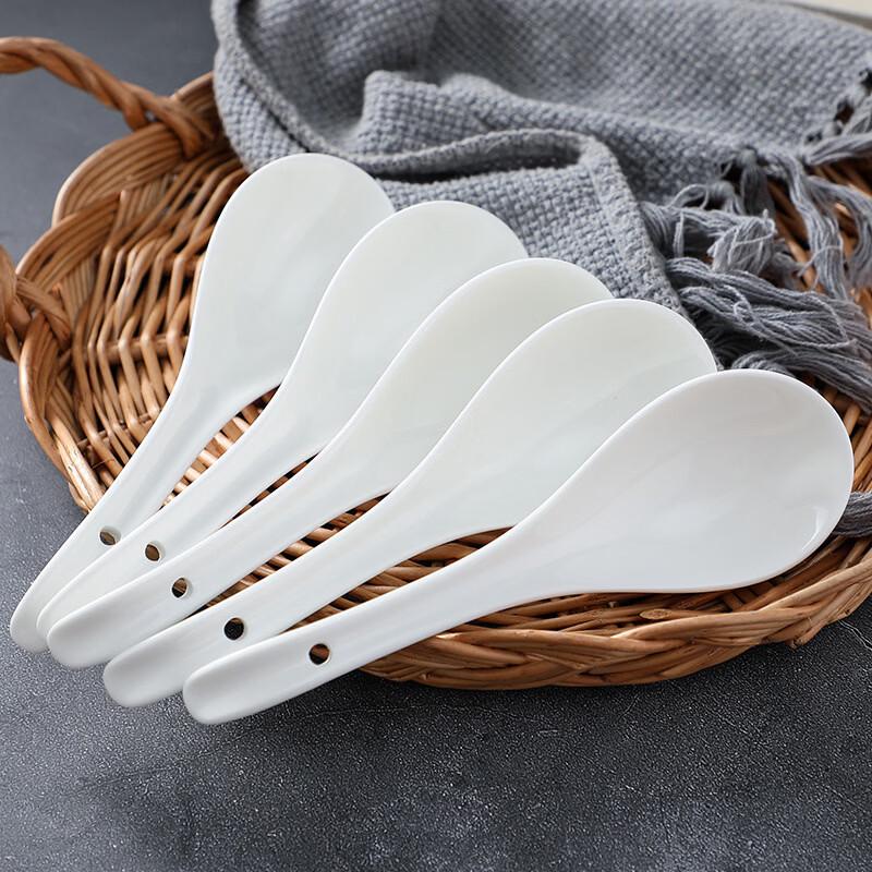 Korean Ceramic Long Handle Ramen Soup Spoons